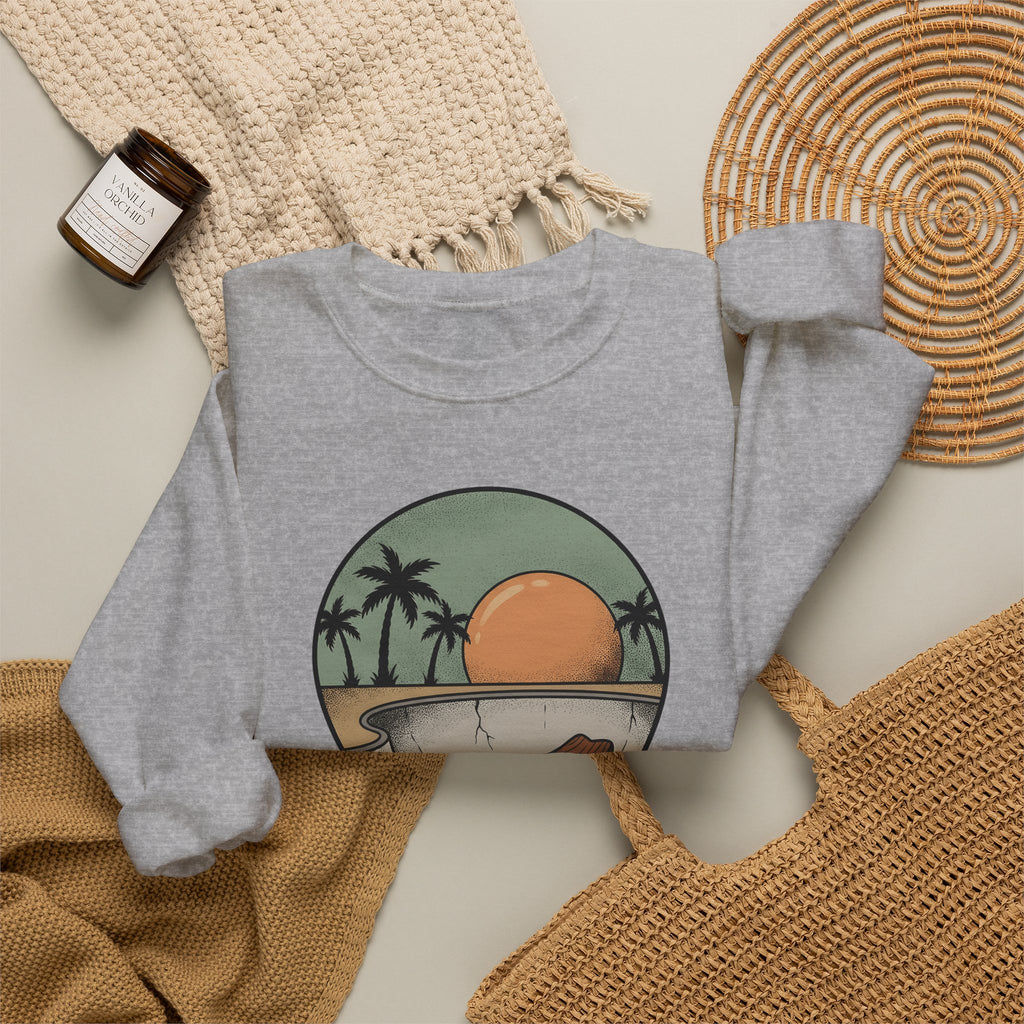 Longboard Design Sweatshirt Skateboarding Seaside Gift Women Classic Sweatshirt Longboarding Sweatshirt Skater Enthusiast Retro Sweatshirt Coastal Graphic Old