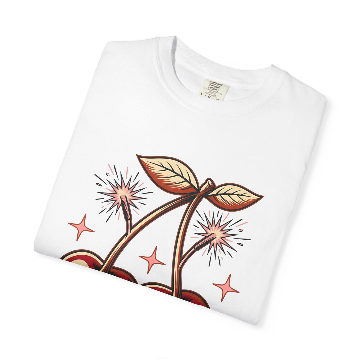 Cherry Firecrackers T-Shirt 4th Of July Vacation Gift Women Hand Drawn T-Shirt Fireworks T-Shirt Independence Day Fan Firework T-Shirt Travel
