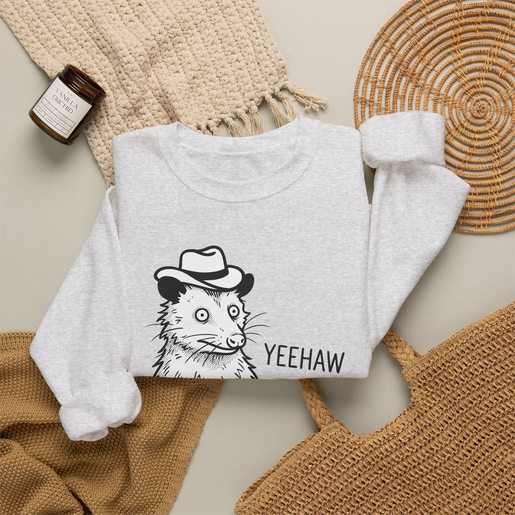 Possum Western Hat Sweatshirt Cowgirl Pet Gift Women Line Art Sweatshirt Opossum Sweatshirt Cowboy Fan Animal Illustration Graphic Hand Drawn Western Hat