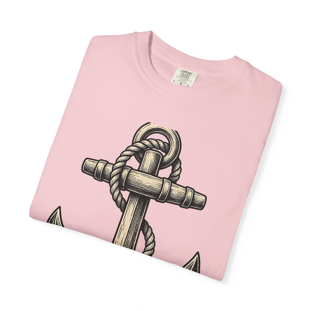 Anchor Line Nautical Beach Gift Old School Rope Sailor Fan Mooring Outline Seaside T-Shirt