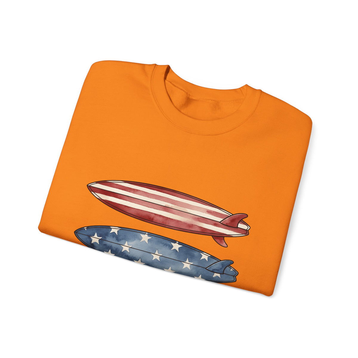 American Surfboards Sweatshirt 4th Of July Ocean Gift Women Painting Sweatshirt Surfboard Sweatshirt Independence Day Fan Artistic Sweatshirt Sea Graphic Retro