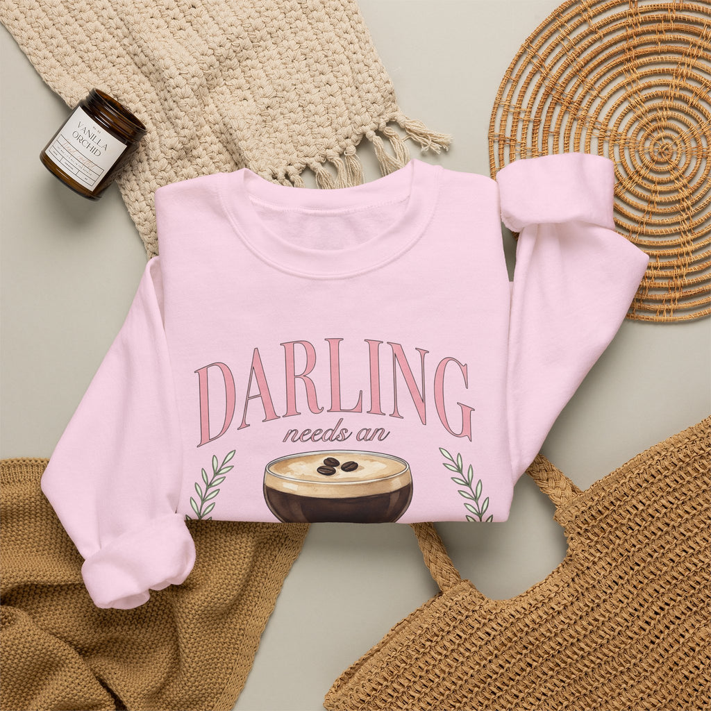 Espresso Martini Sweatshirt Coffee Cocktail Gift Women Watercolor Sweatshirt Martini Sweatshirt Coffee Fan Cocktail Design Sweatshirt Hand Drawn Pink Bow