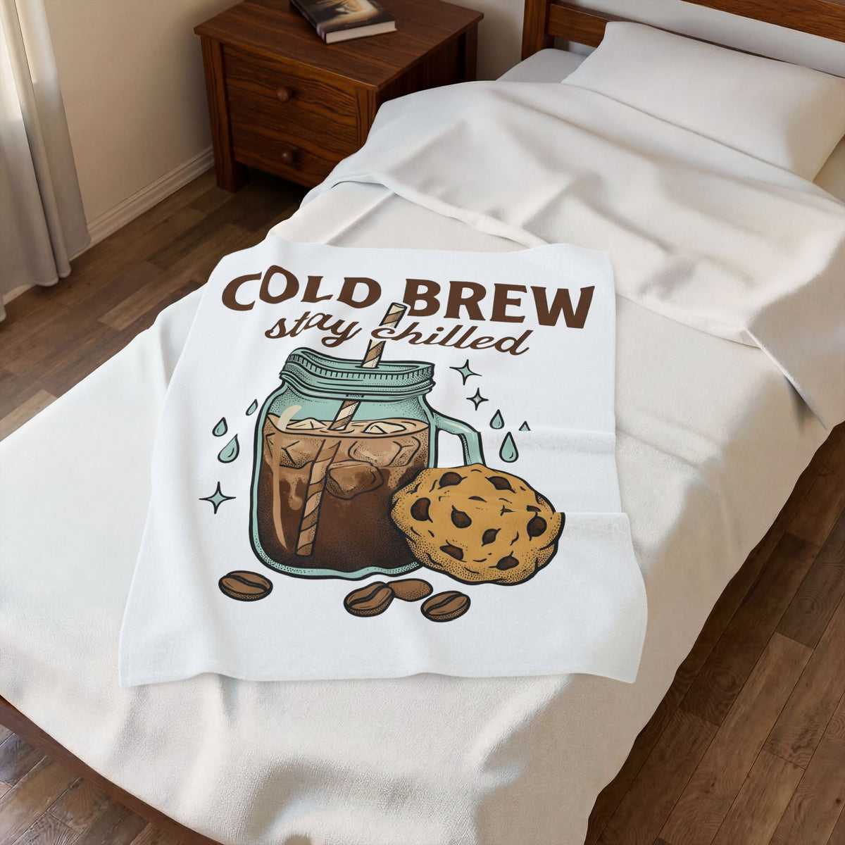 Iced Coffee Cookie Blanket Coffee Foodie Gift Women Hand Drawn Blanket Coffee Cookie Blanket Coffee Fan Illustrated Blanket Food Graphic Vintage