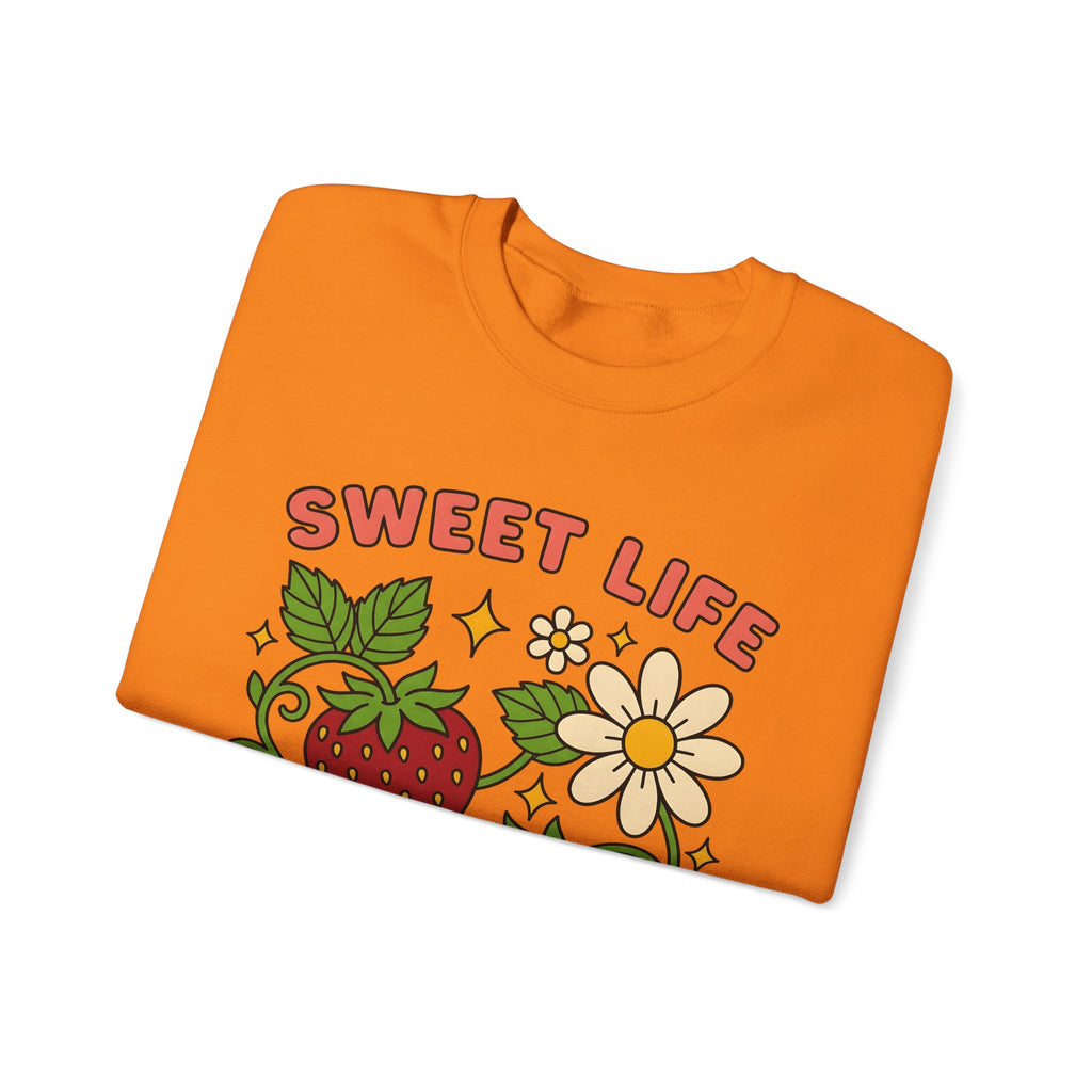 Strawberry Flower Boho Chic Produce Gift Strawberry Hippie Fan Illustrated Fruit Vintage Sweatshirt