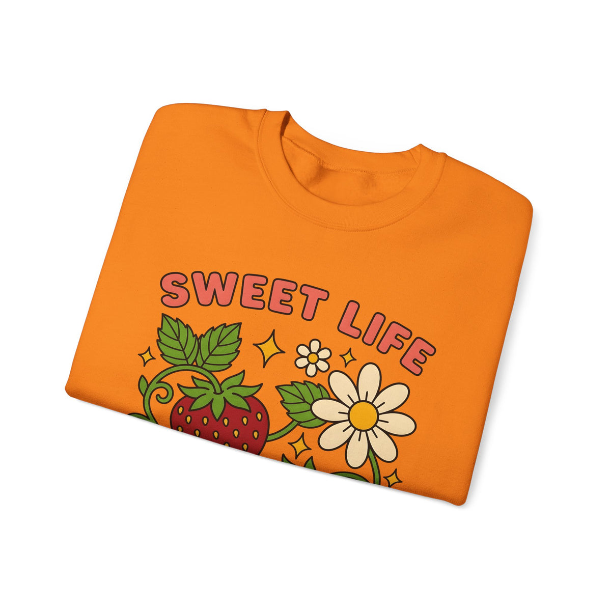 Strawberry Flower Boho Chic Produce Gift Strawberry Hippie Fan Illustrated Fruit Vintage Sweatshirt