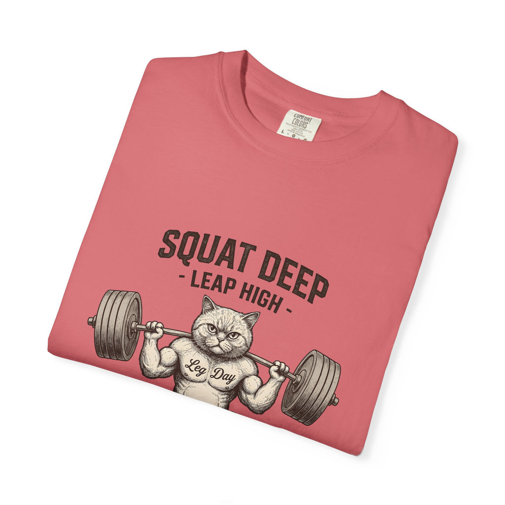 Muscular Cat T-Shirt Cat Fitness Gift Women Vintage T-Shirt Kitty T-Shirt Cat Fan Retro T-Shirt Workout Graphic Hand Drawn Barbell T-Shirt