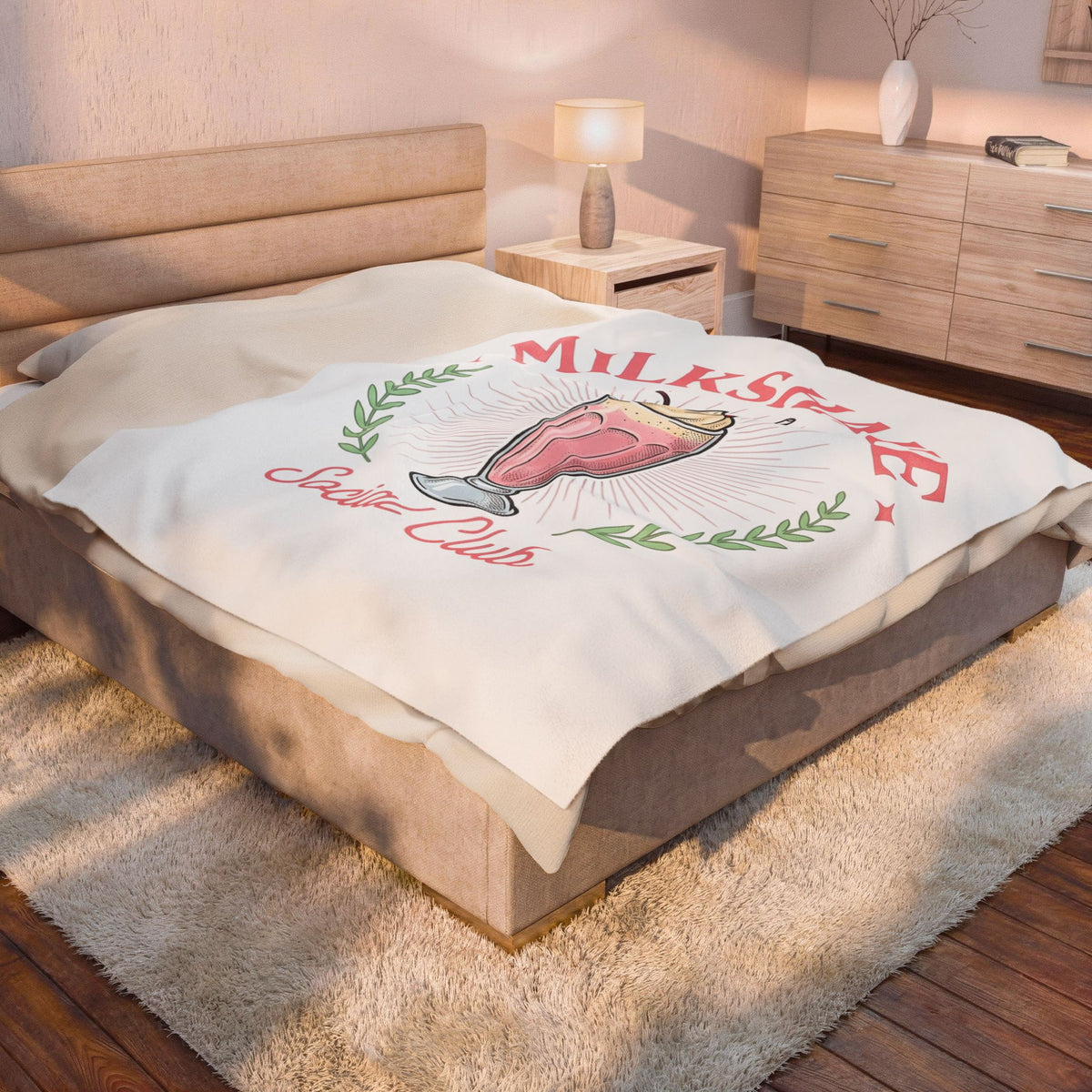 Milkshake Illustration Blanket Desserts Cafe Gift Women Antique Blanket Shake Blanket Dessert Fan Retro Blanket Coffee Graphic Vintage-Inspired