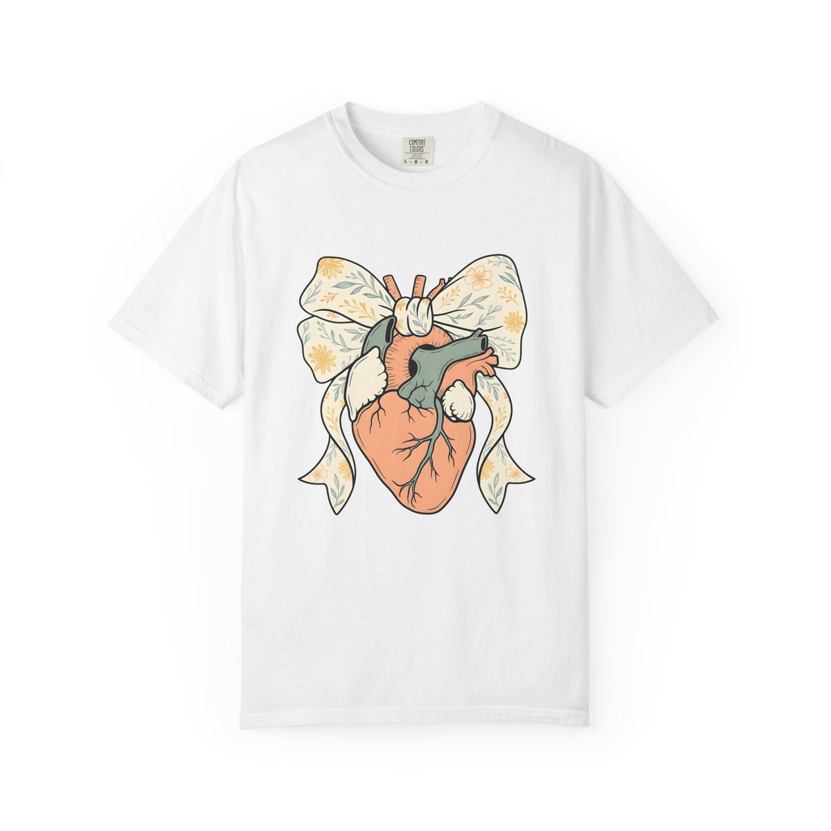 Realistic Heart T-Shirt Nurses Medicine Gift Women Flower T-Shirt Heart T-Shirt Nurse Enthusiast Floral T-Shirt Medical Graphic Classic Knot T-Shirt