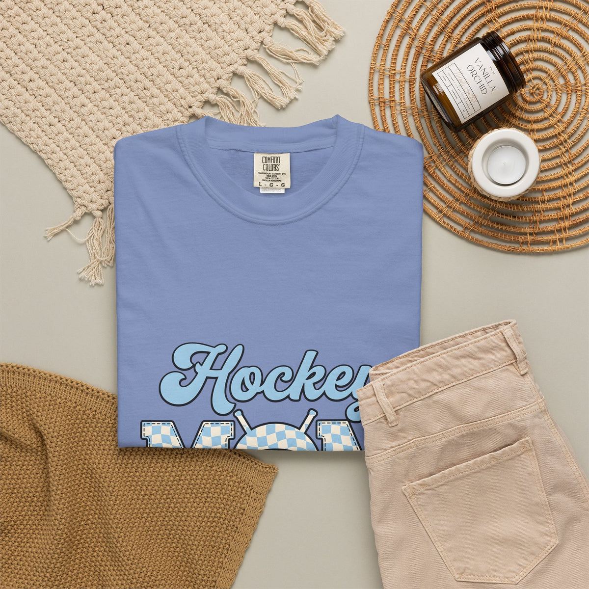 Hockey Puck T-Shirt Hockey Mom Sports Gift Women Retro T-Shirt Puck T-Shirt Hockey Fan Vintage T-Shirt Athletic Graphic Checkered Hockey Sticks