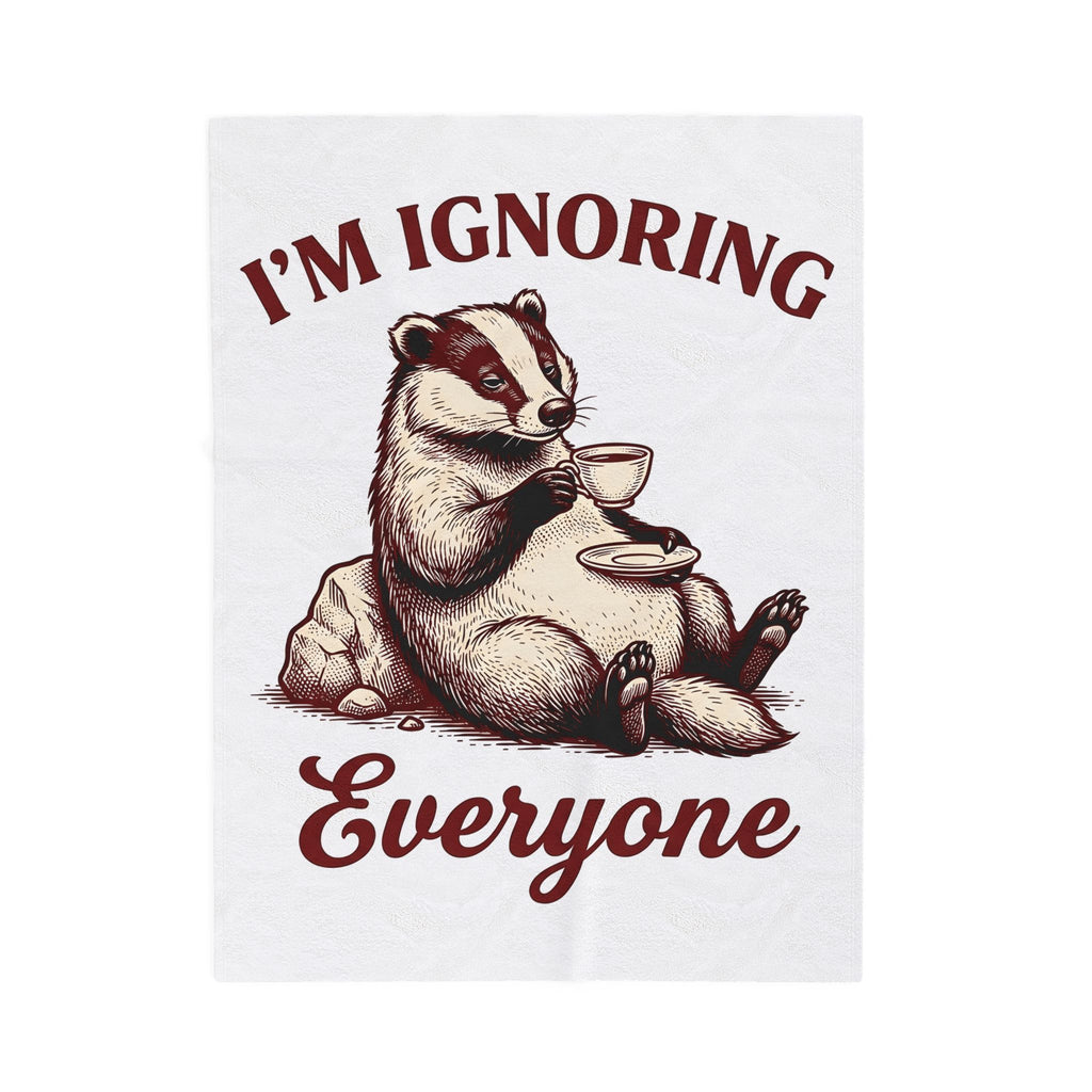 Badger Tea Funny Creatures Gift Sketch Tea Humor Fan Drawing Cartoon Tea Cup Blanket