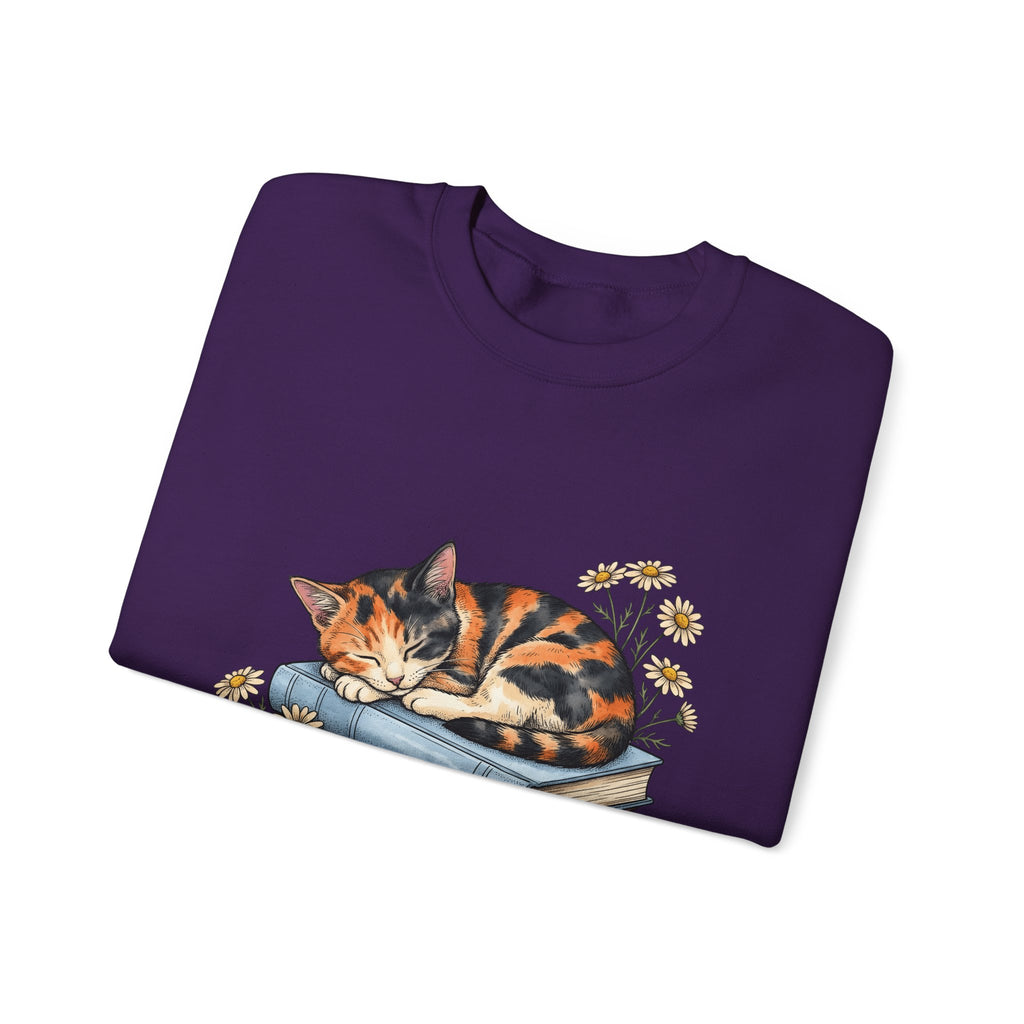 Calico Cat Sweatshirt Cat Floral Gift Women Hand Drawn Sweatshirt Kitten Sweatshirt Cat Fan Illustrated Graphic Vintage Books Sweatshirt