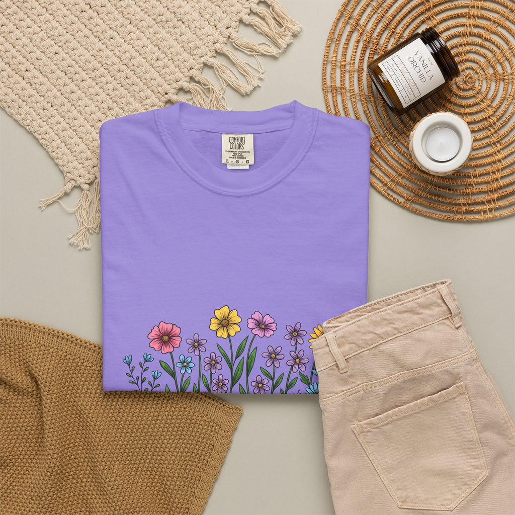 Field Blooms T-Shirt Nurse Petals Gift Women Line Art T-Shirt Wildflowers T-Shirt Healthcare Enthusiast Floral T-Shirt Floral Graphic Southwestern