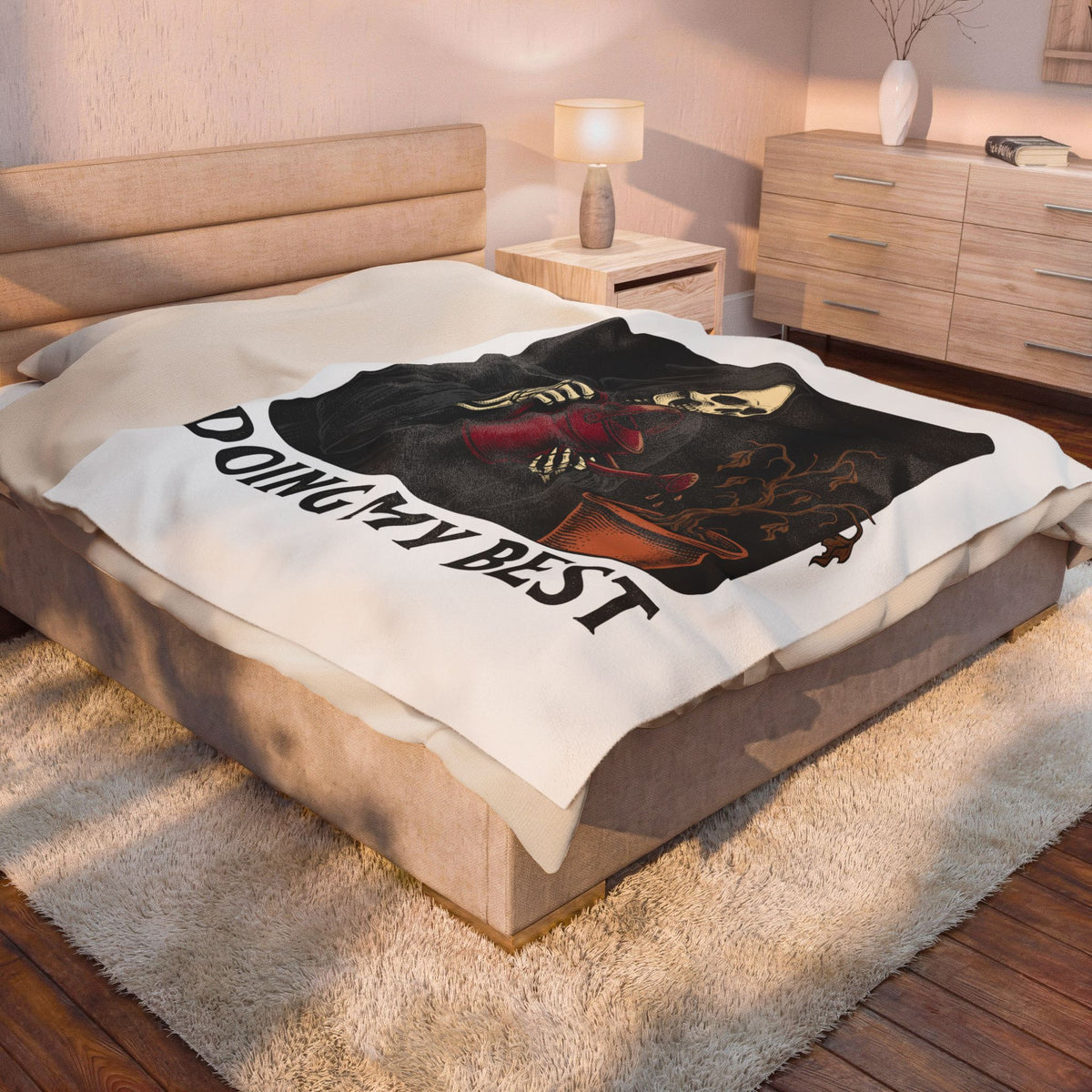 Dark Reaper Blanket Boho Chic Spooky Gift Women Retro Blanket Grim Reaper Blanket Bohemian Fan Vintage Blanket Horror Graphic Throwback Flower