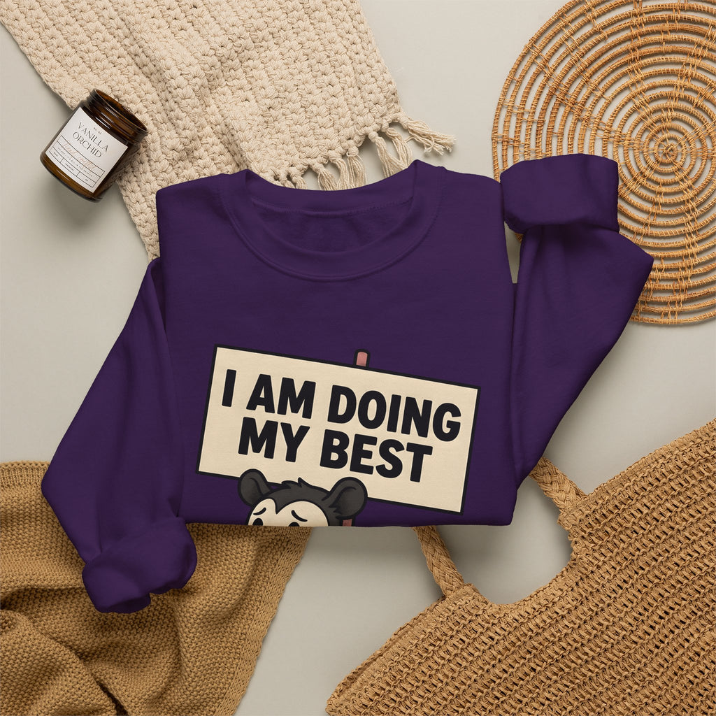 Possum Drawing Sweatshirt Funny Creatures Gift Women Animated Sweatshirt Opossum Sweatshirt Humor Fan Cartoon Sweatshirt Animal Graphic Doodle Demonstration