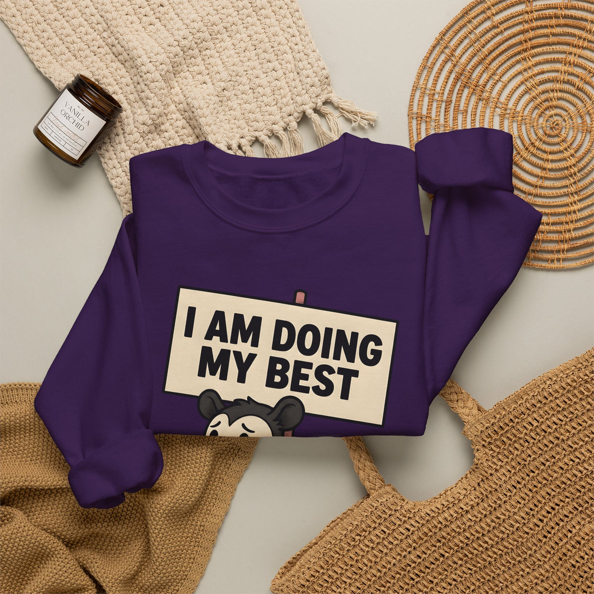 Possum Drawing Sweatshirt Funny Creatures Gift Women Animated Sweatshirt Opossum Sweatshirt Humor Fan Cartoon Sweatshirt Animal Graphic Doodle Demonstration