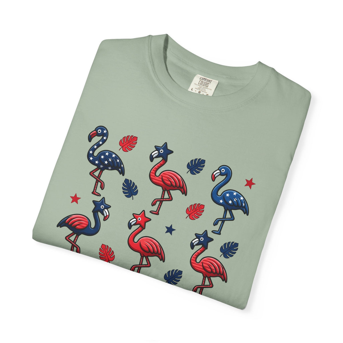Flag Flamingo T-Shirt 4th Of July Holiday Gift Women Cartoonish T-Shirt Flamingo T-Shirt Independence Day Fan Retro T-Shirt Celebration Graphic Old