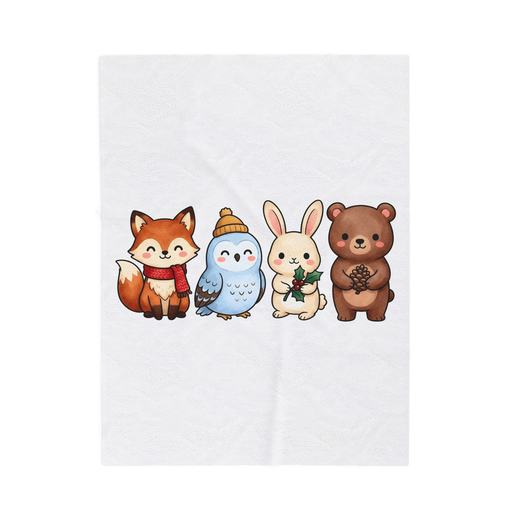 Forest Creatures Blanket Christmas Wildlife Gift Women Adorable Blanket Woodland Blanket Xmas Fan Cute Blanket Animal Graphic Comic Mistletoe