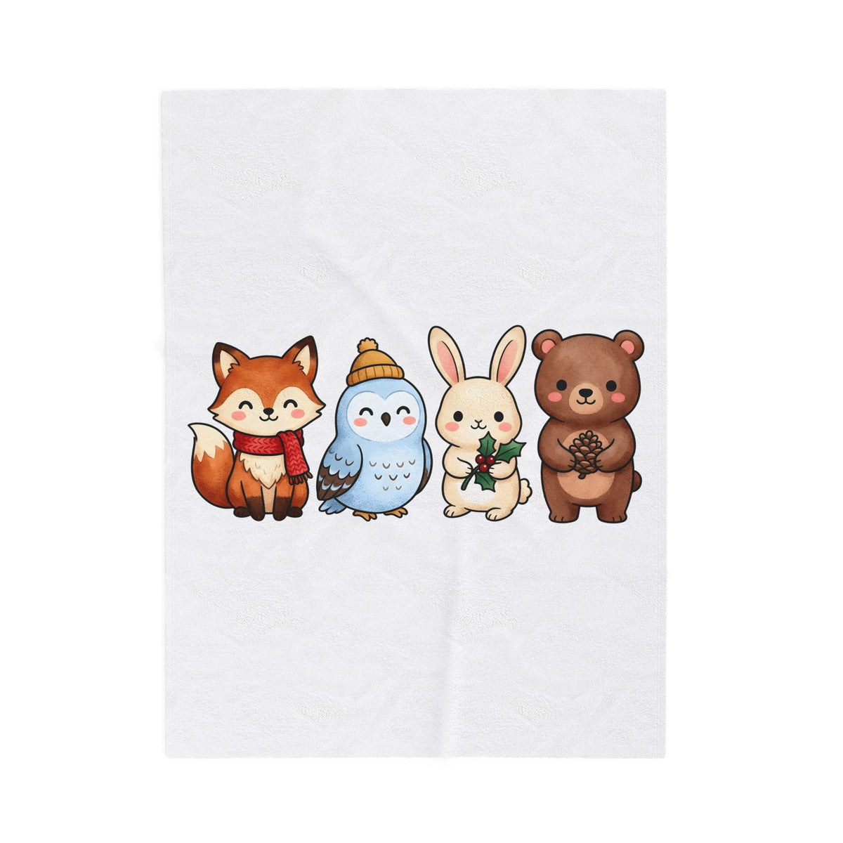 Forest Creatures Blanket Christmas Wildlife Gift Women Adorable Blanket Woodland Blanket Xmas Fan Cute Blanket Animal Graphic Comic Mistletoe