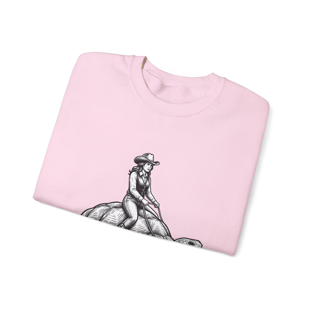 Cowgirl Riding Tortoise Sweatshirt Cowgirl Western Gift Women Vintage Sweatshirt Cowgirl Riding Turtle Sweatshirt Rodeo Fan Retro Sweatshirt Western Design