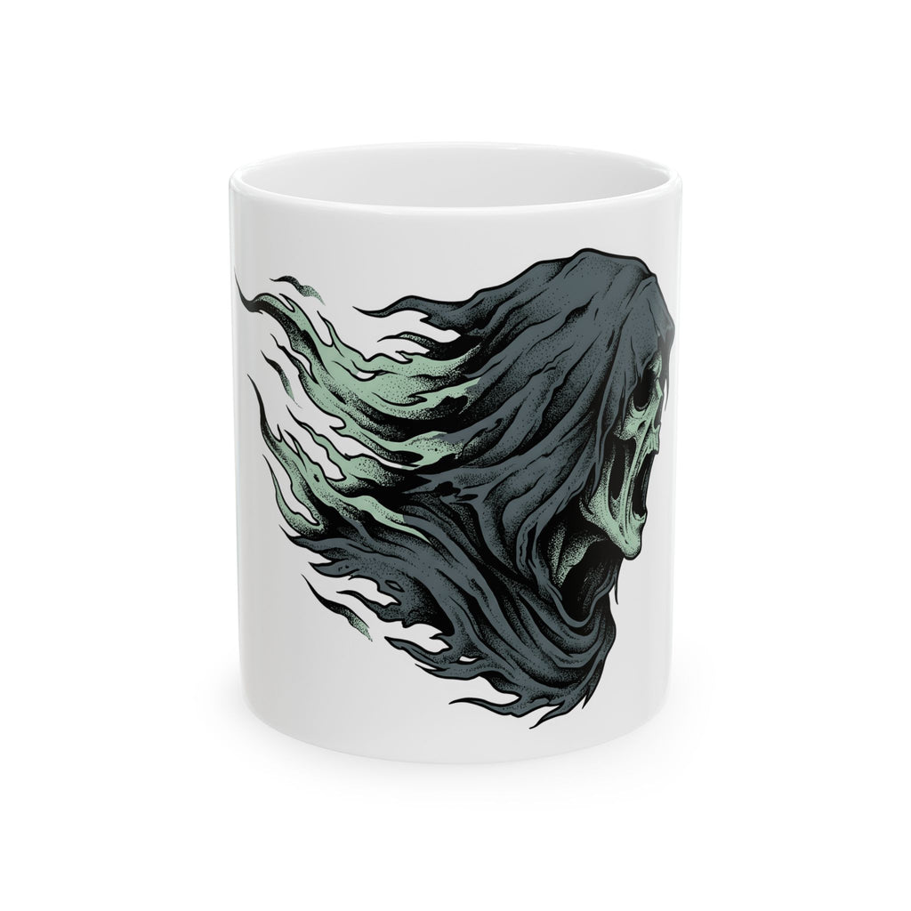 Skeleton Skull Mug Halloween Scary Gift Women Gothic Mug Skull Mug Horror Fan Dark Mug Fright Graphic Hand Drawn Ripped Cloak
