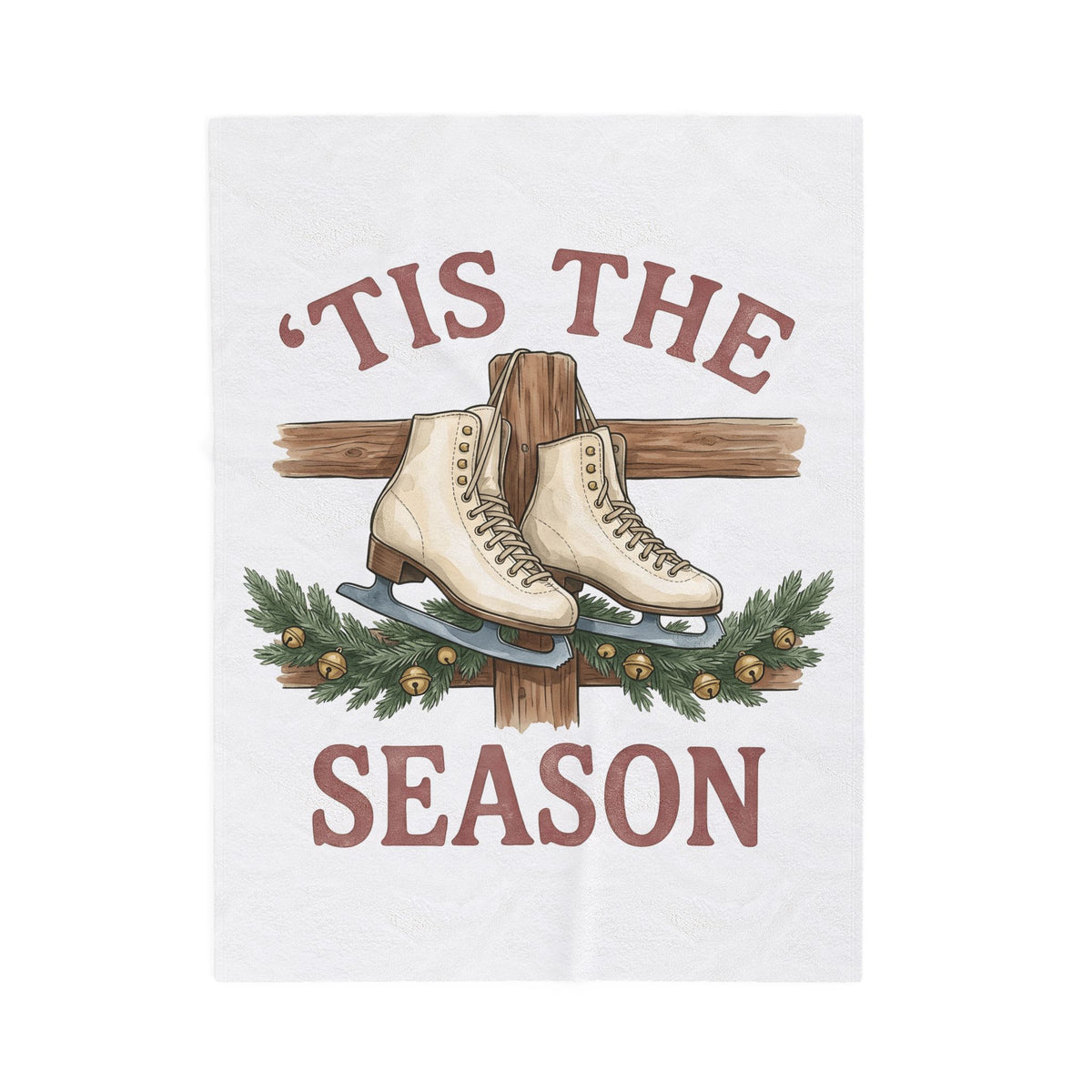 Skating Boots Blanket Christmas Frost Gift Women Doodle Blanket Ice Skates Blanket Christmas Fan Ice Skate Blanket Frosty Graphic Illustration