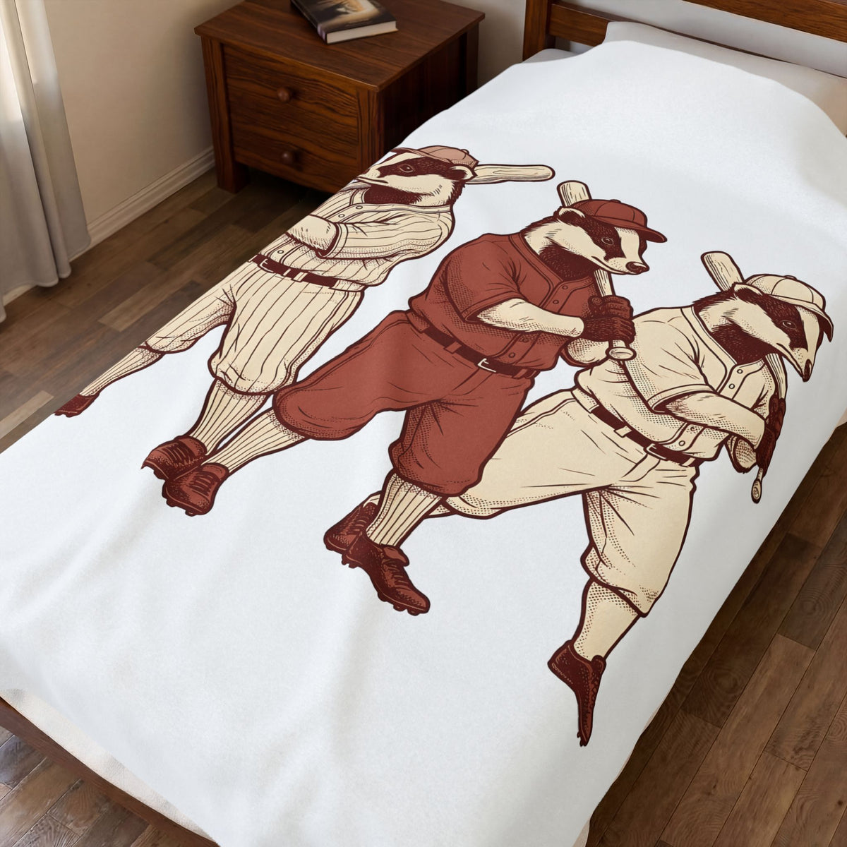 Badger Baseball Team Blanket Sports Fauna Gift Women Throwback Blanket Baseball Blanket Athlete Fan Baseball Retro Blanket Wildlife Graphic Line
