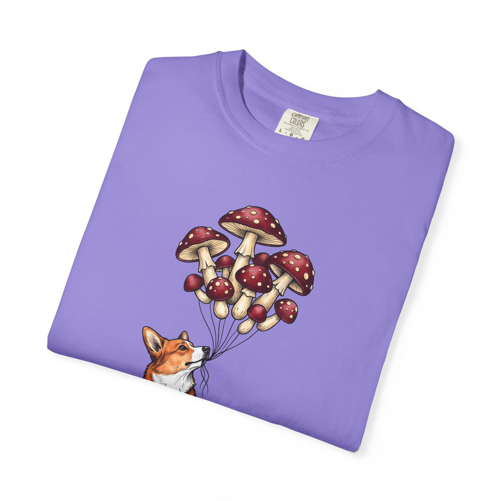 Corgi Puppy T-Shirt Dog Outdoors Gift Women Floral T-Shirt Puppy T-Shirt Dog Fan Canine Graphic Outdoorsy Design Antique Toadstool T-Shirt
