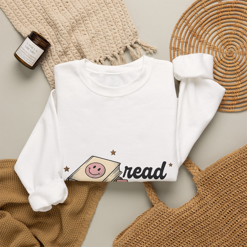 Stacked Books Teachers Reading Gift Cartoon Book Pile Educator Enthusiast Comic Literacy Retro Sweatshirt