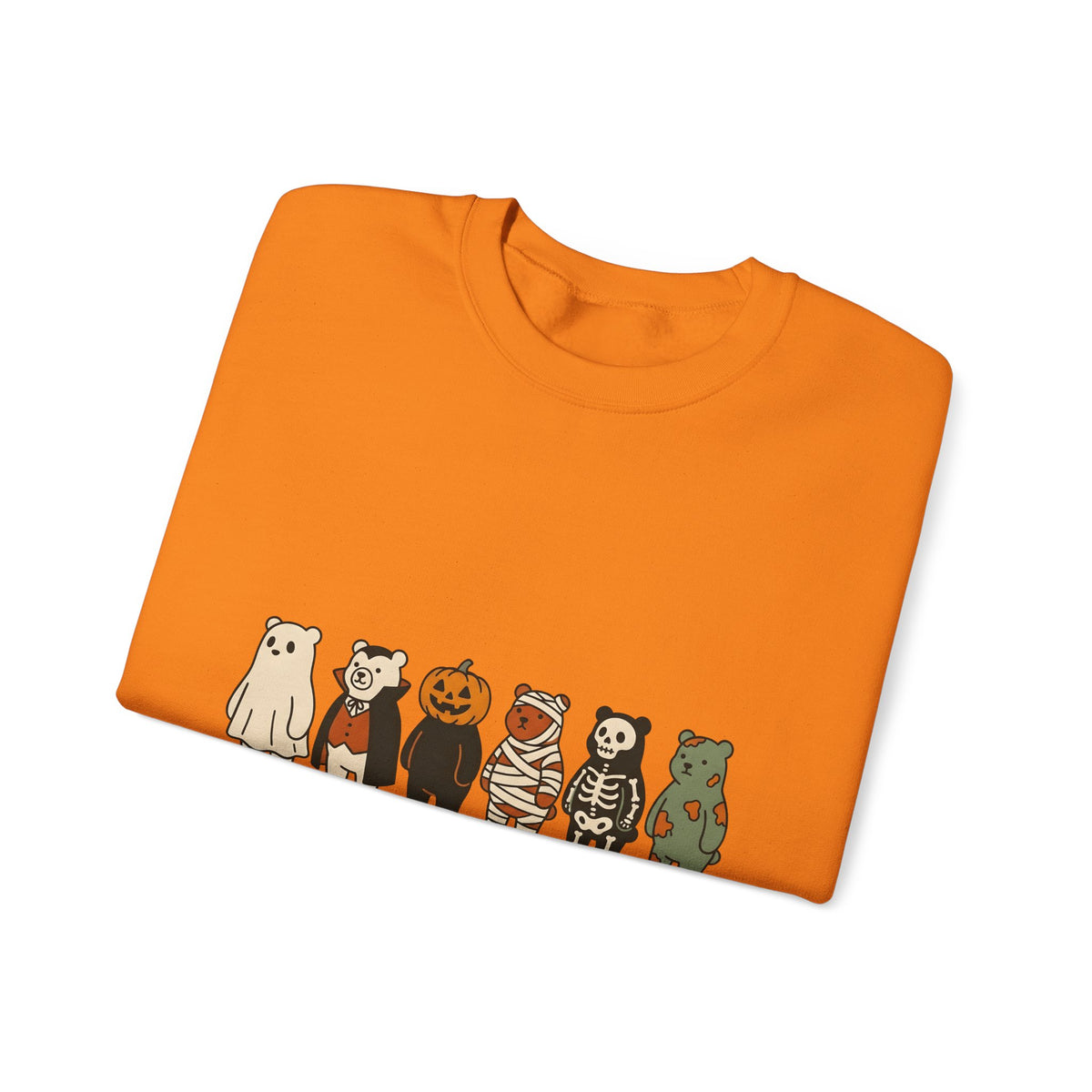 Bear Outfit Sweatshirt Halloween Wildlife Gift Women Comic Sweatshirt Teddy Sweatshirt Halloween Fan Cartoon Sweatshirt Animal Graphic Chibi Jack-O-Lantern
