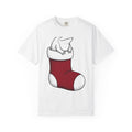 Frog Holiday Sock T-Shirt Christmas Pet Gift Women Modern T-Shirt Toad T-Shirt Xmas Fan Holiday T-Shirt Animal Graphic Doodle Xmas Stocking T-Shirt