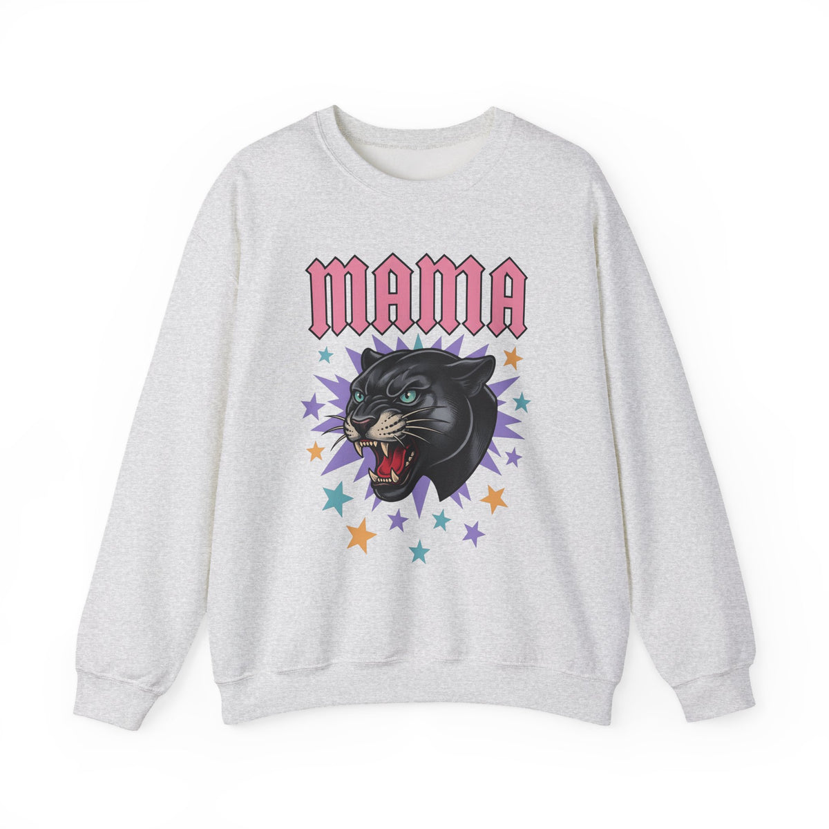 Panther Head Sweatshirt Moms Animal Gift Women Bold Sweatshirt Leopard Sweatshirt Mother Fan Graphic Design Illustration Retro Stars Sweatshirt