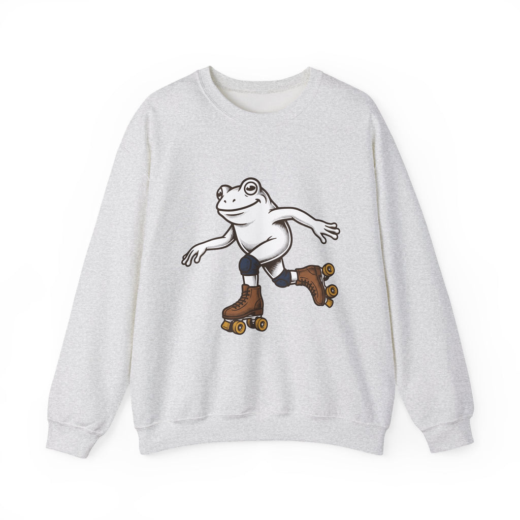 Skating Frog Sweatshirt Sports Wildlife Gift Women Comic Sweatshirt Toad Sweatshirt Athlete Fan Cartoon Sweatshirt Animal Graphic Vintage Pads Sweatshirt