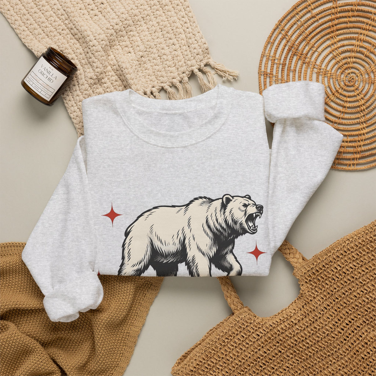 Grizzly Bear Sweatshirt Bear Animal Gift Women Vintage Sweatshirt Ursa Sweatshirt Bear Fan Grizzly Graphic Retro Star Sweatshirt