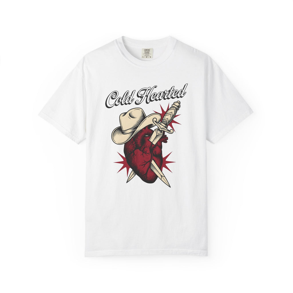 Heart Cowboy Hat T-Shirt Cowgirl Western Gift Women Tattoo T-Shirt Cowboy Hat T-Shirt Rodeo Fan Tattooed T-Shirt Country Graphic Vintage Dagger