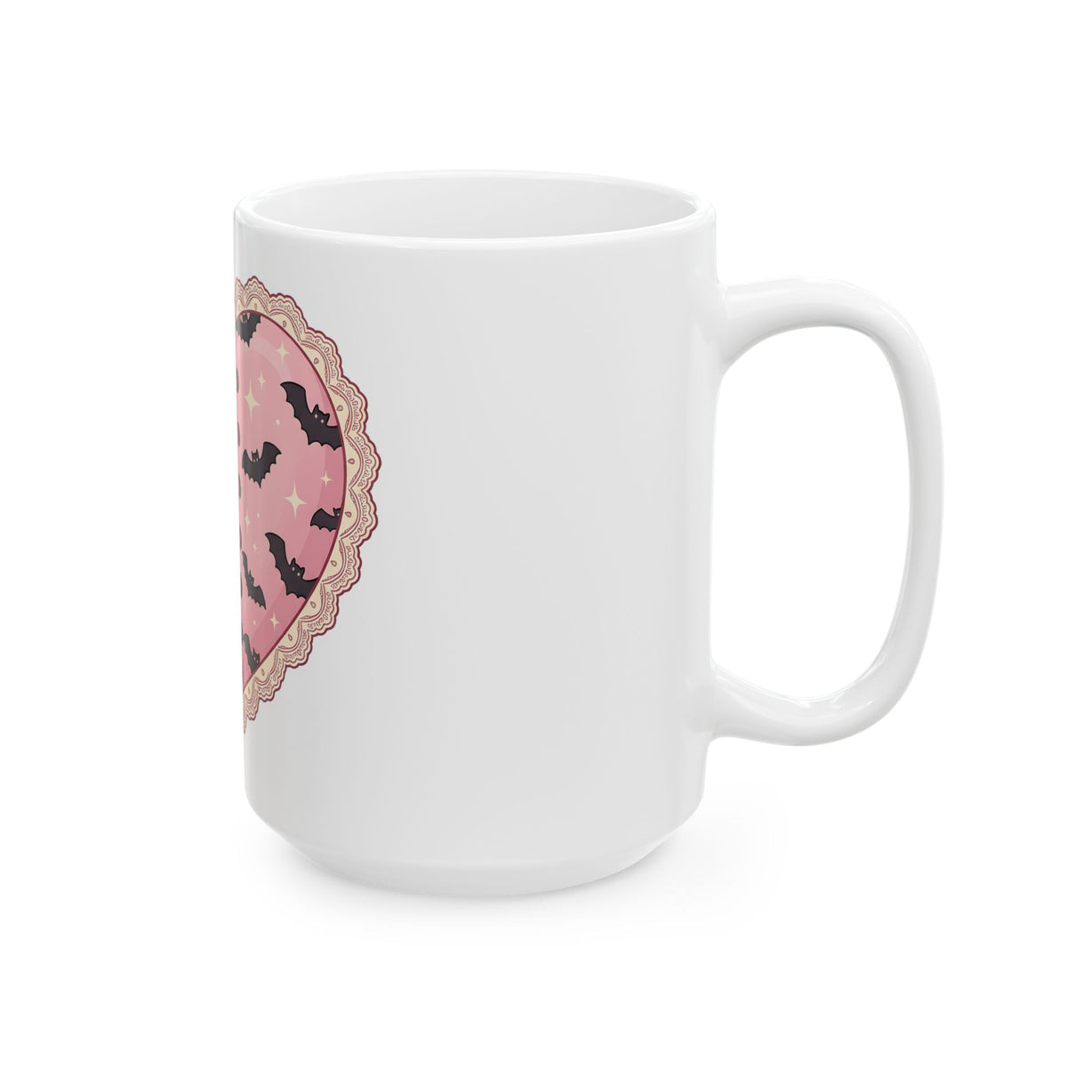 Heart Bat Mug Halloween Gothic Gift Women Kawaii Mug Heartbeat Mug Horror Fan Dark Mug Gothic Graphic Pastel Lace Mug