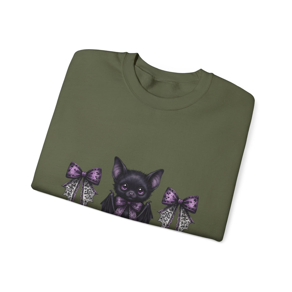 Sweet Bat Halloween Occult Gift Anime Vampire Horror Fan Manga Esoteric Hand Drawn Frill Sweatshirt