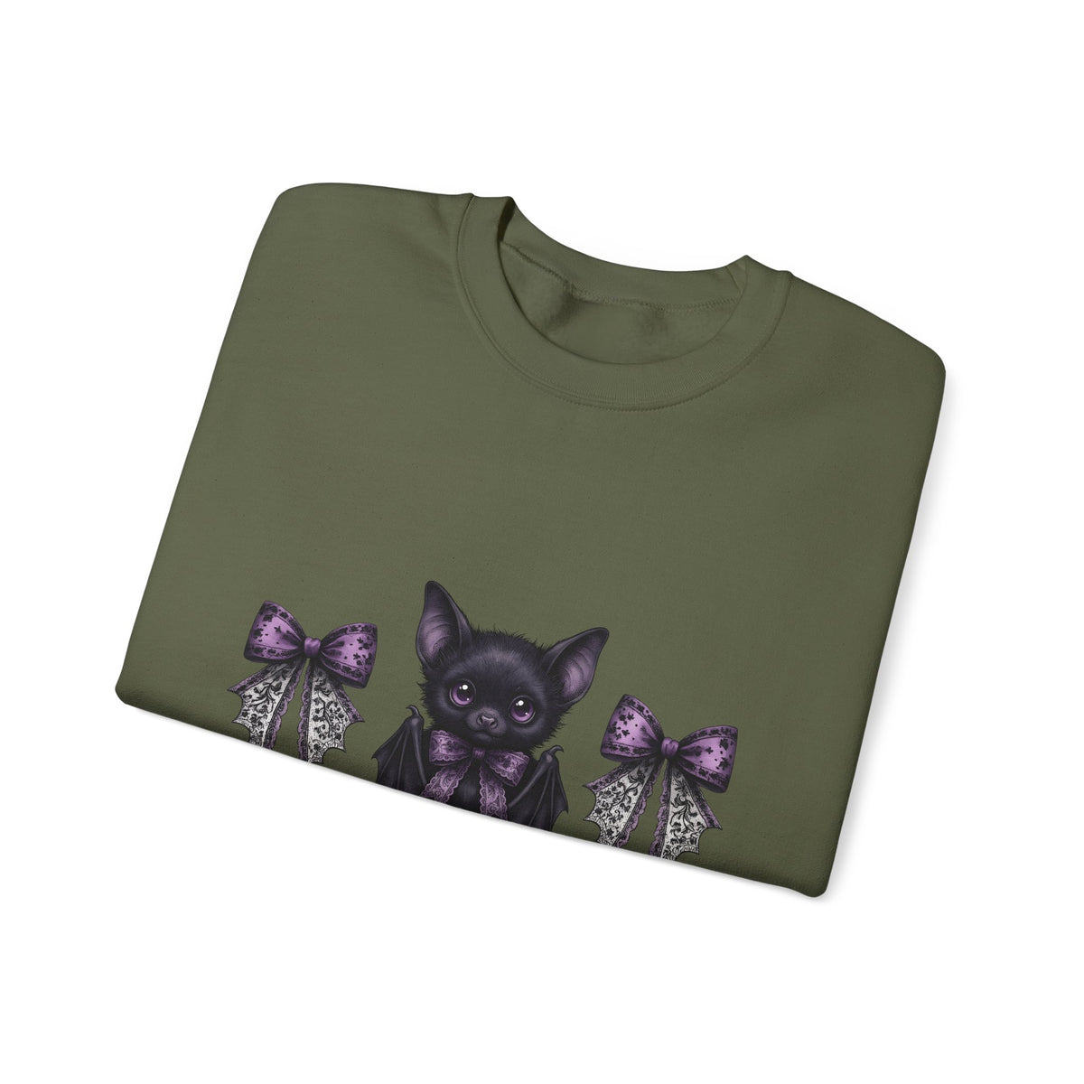 Sweet Bat Halloween Occult Gift Anime Vampire Horror Fan Manga Esoteric Hand Drawn Frill Sweatshirt