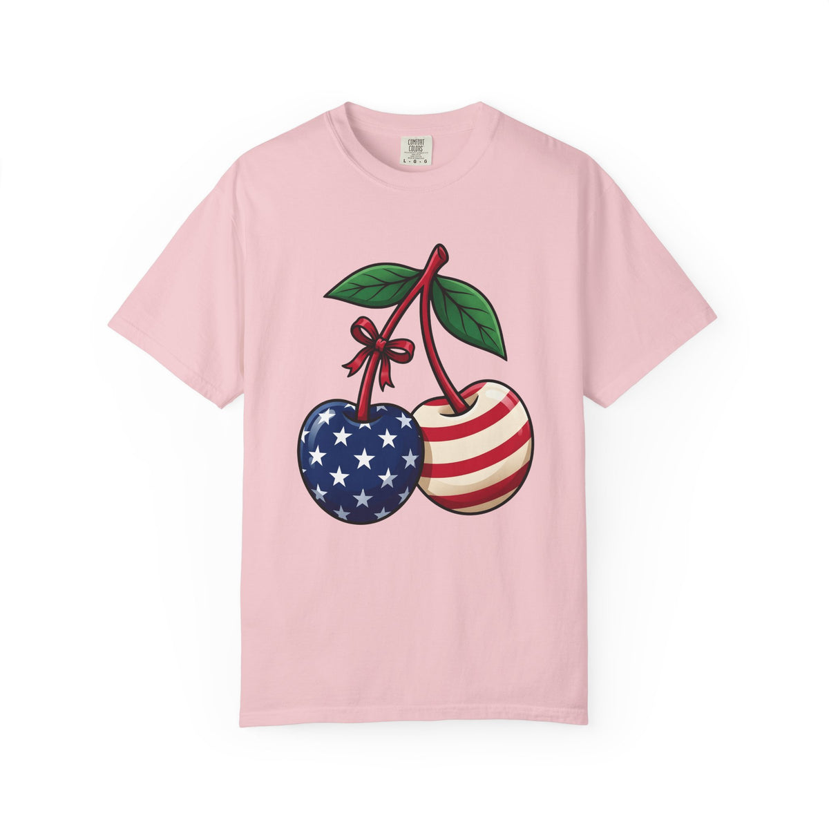 American Cherries 4Th Of July Beach Gift Comic Cherry Independence Day Fan Cartoon Coastal T-Shirt