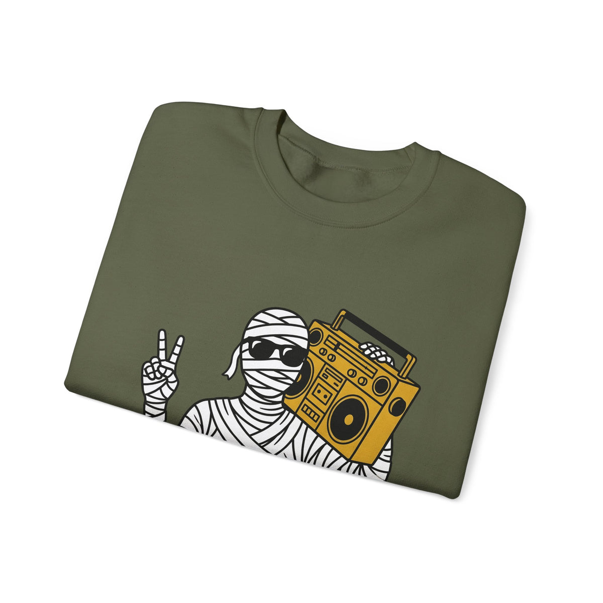 Mummy Boombox Halloween Audio Gift Sketch Wrapped Mummy Horror Fan Monster Drawing Old Sweatshirt