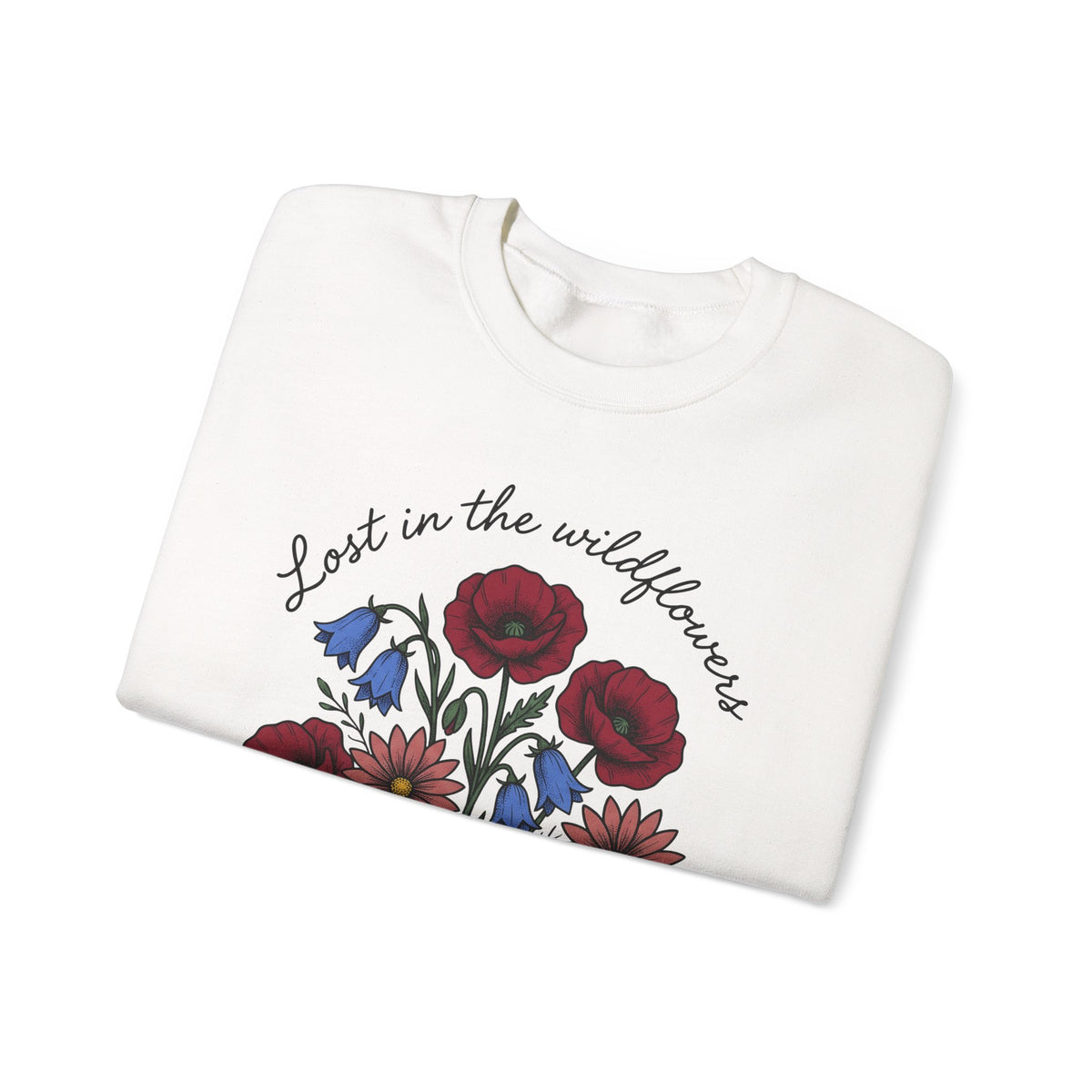 Meadow Flowers Sweatshirt Floral Garden Gift Women Plant Drawing Sweatshirt Wildflowers Sweatshirt Flower Fan Botanical Sweatshirt Yard Graphic Hand Drawn