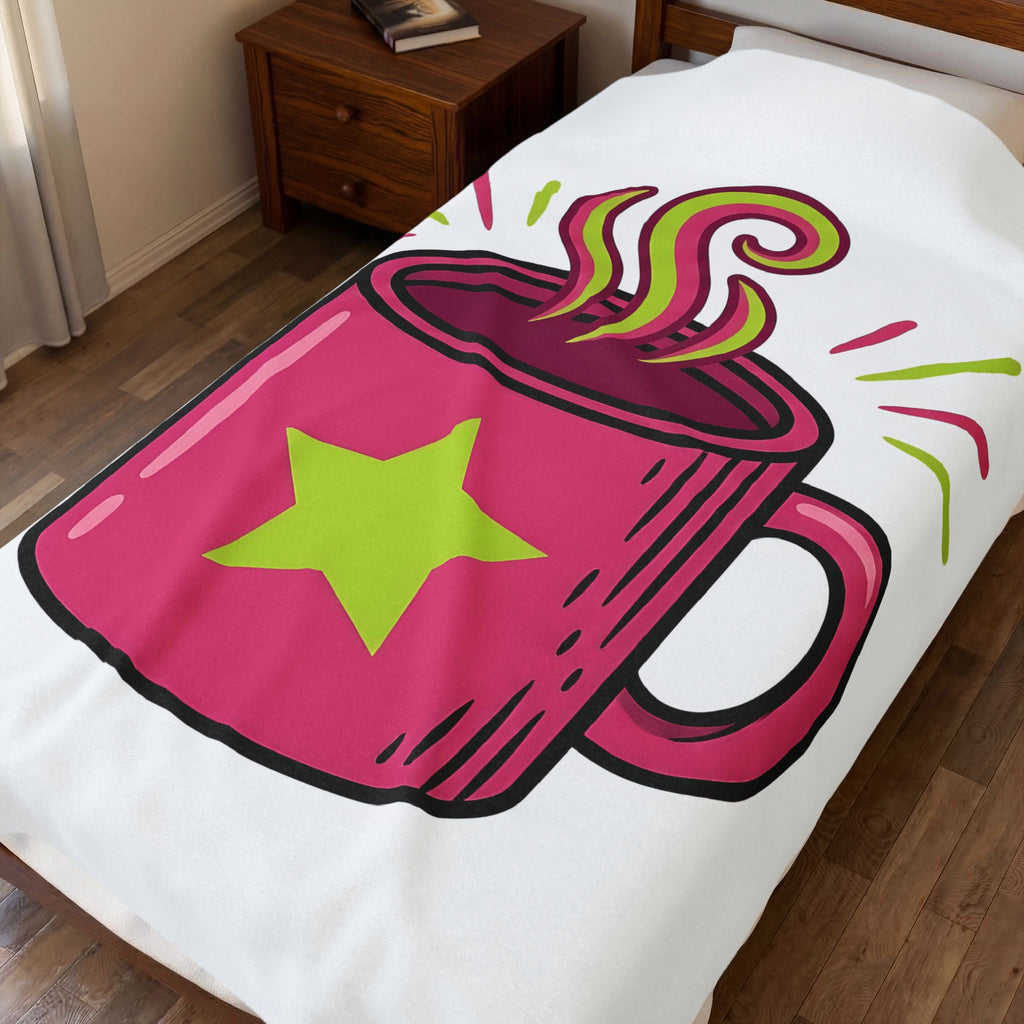 Coffee Cup Blanket Coffee Brunch Gift Women Vintage Blanket Blanket Blanket Coffee Fan Coffee Cup Blanket Breakfast Graphic Comic Star Shape Blanket