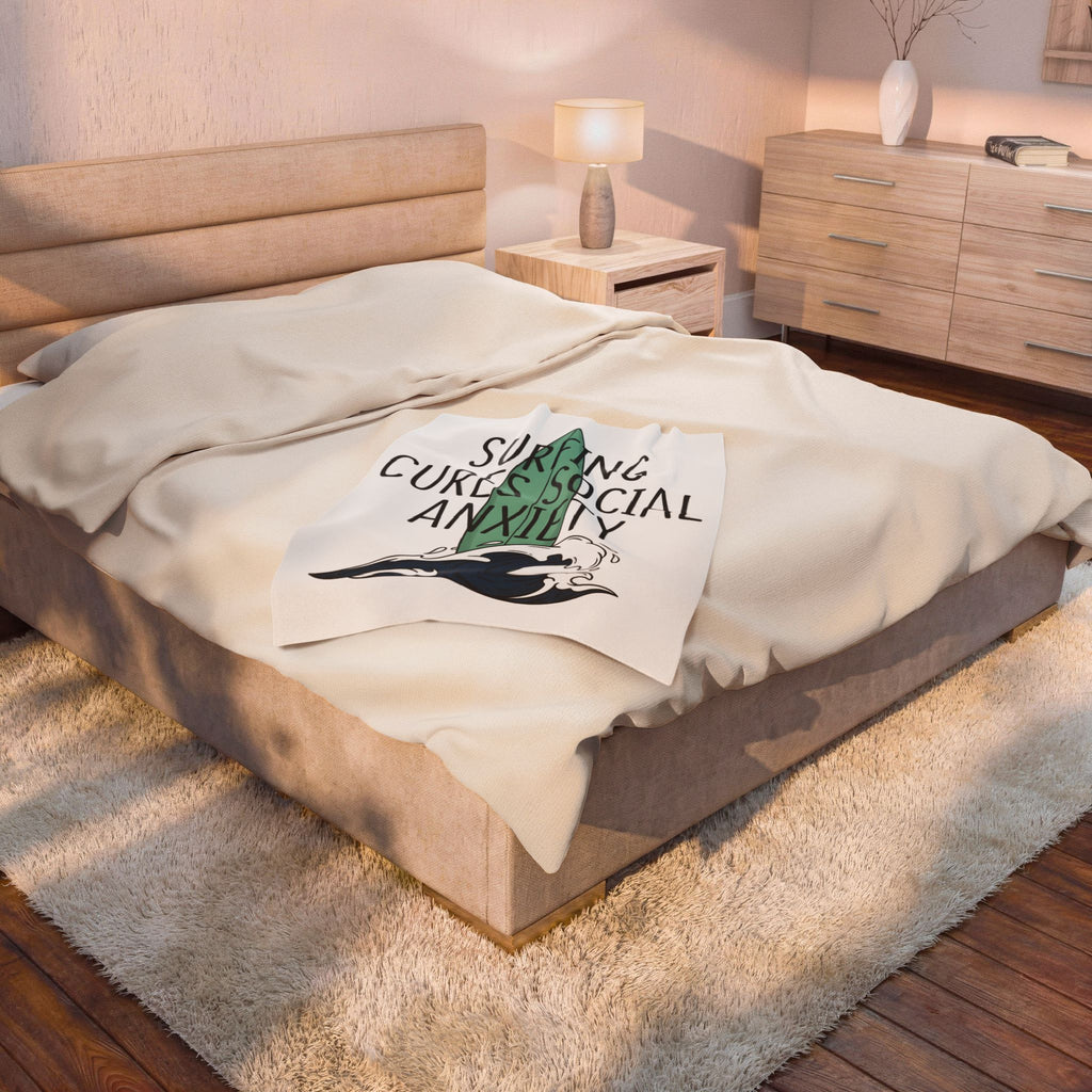 Surfboard Wave Surfing Beach Gift Bold Wave Surfer Enthusiast Coastal Minimalist Blanket