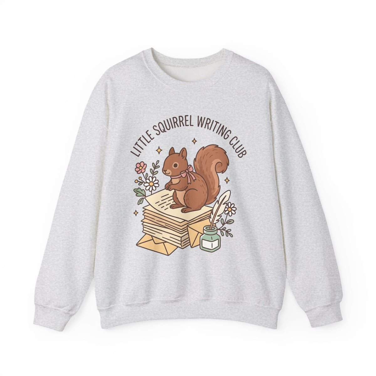 Squirrel Tower Papers Sweatshirt Writing Critter Gift Women Playful Sweatshirt Paper Tower Sweatshirt Author Fan Stationery Sweatshirt Animal Graphic Line Art