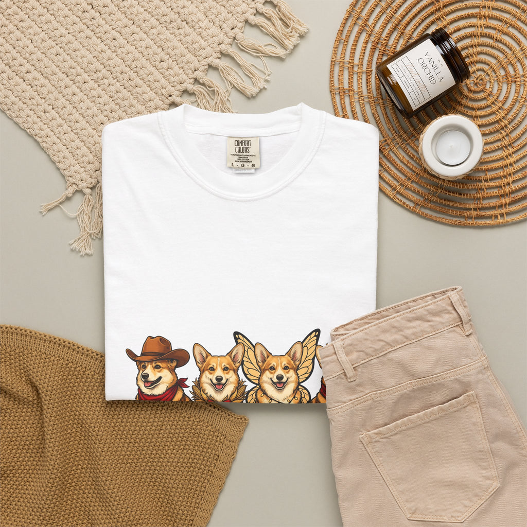Corgi Dogs T-Shirt Dog Animals Gift Women Cartoon T-Shirt Pembroke Welsh Corgi T-Shirt Dog Fan Pet Graphic Corgi Illustration Kawaii Costumes