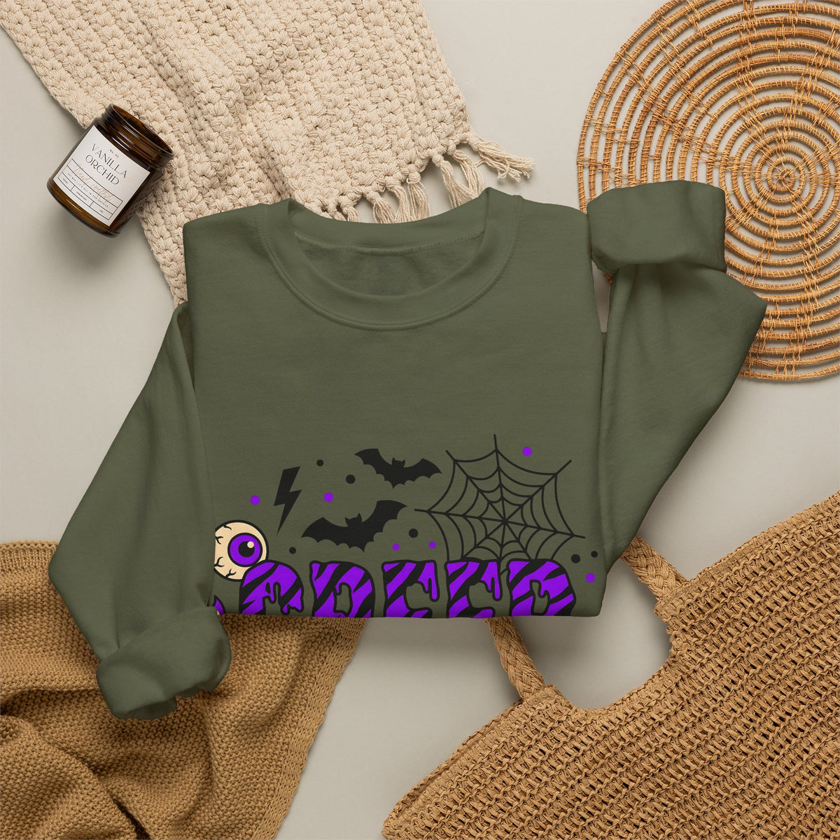 Bat Spider Webbing Sweatshirt Halloween Occult Gift Women Haunted Sweatshirt Spider Web Sweatshirt Horror Fan Spooky Sweatshirt Mystic