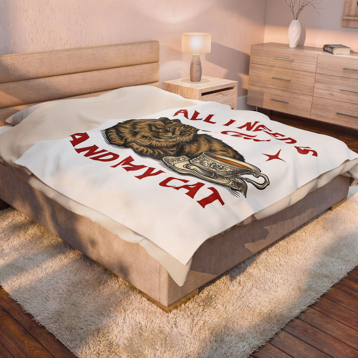 Cat Tea Cup Blanket Cat Tea Gift Women Vintage Blanket Kitty Blanket Feline Fan Retro Blanket Tea Infusion Graphic Hand Drawn Star Blanket
