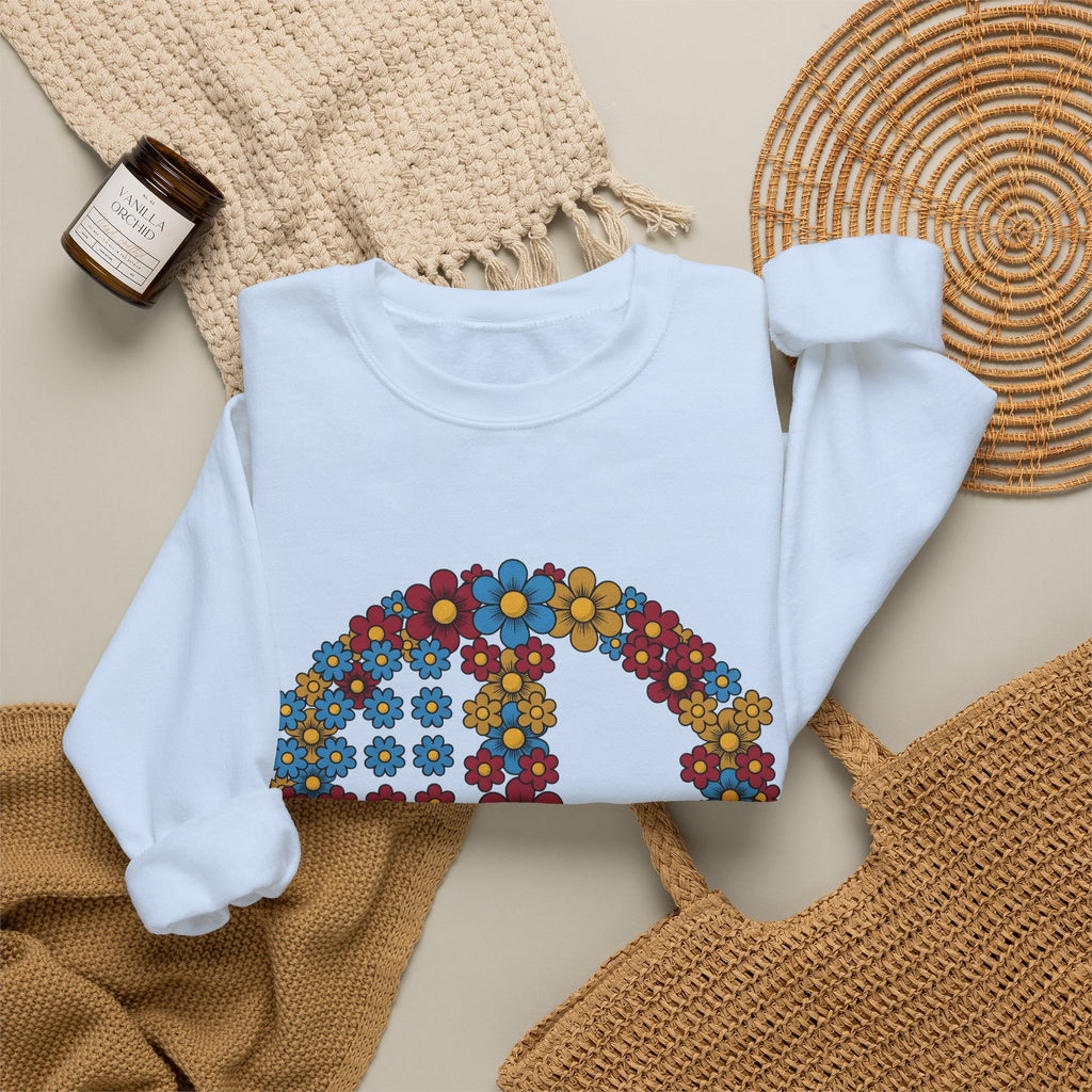 Peace Symbol Flower Sweatshirt N Symbol Gift Women Hippie Sweatshirt Peace Sign Sweatshirt Nature Enthusiast Bohemian Sweatshirt Iconic Graphic Retro Chamomile