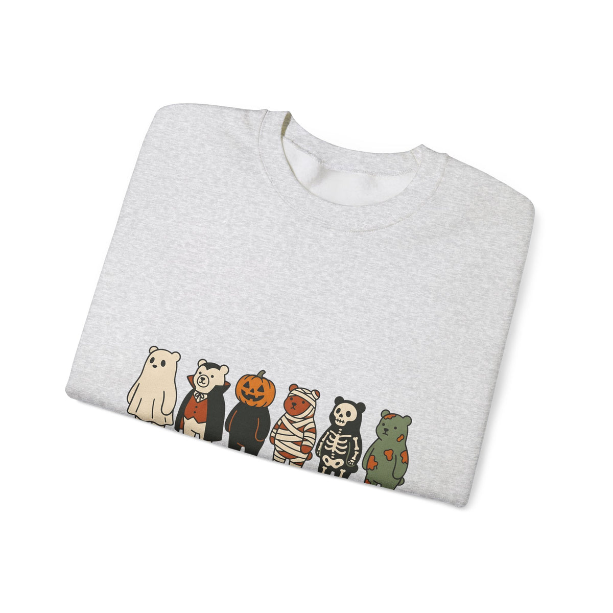 Bear Outfit Sweatshirt Halloween Wildlife Gift Women Comic Sweatshirt Teddy Sweatshirt Halloween Fan Cartoon Sweatshirt Animal Graphic Chibi Jack-O-Lantern