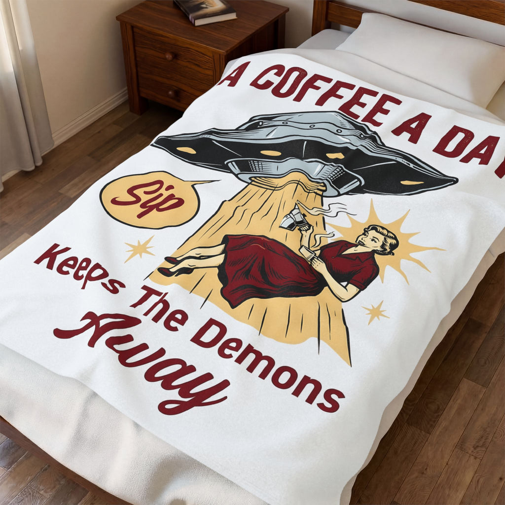 Ufo Coffee Woman Blanket Coffee Alien Gift Women Retro Blanket Alien Blanket Coffee Fan Retro Blanket Extraterrestrial Graphic Vintage Spaceship