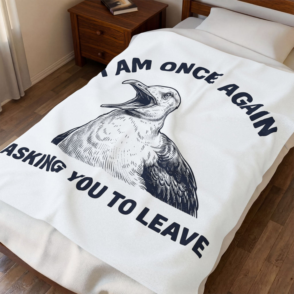 Seagull Graphic Blanket Funny Animal Gift Women Vintage Blanket Gull Blanket Humor Fan Retro Blanket Wildlife Graphic Hand Drawn Animal Blanket